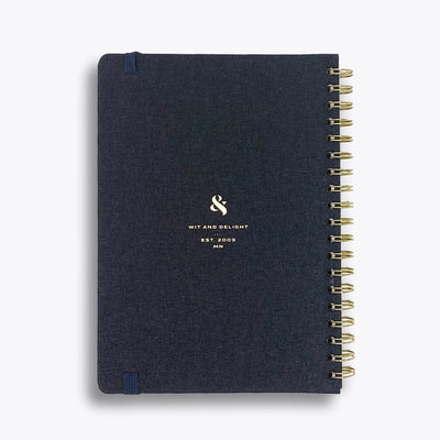Black Linen Spiral Note to Self Notebook