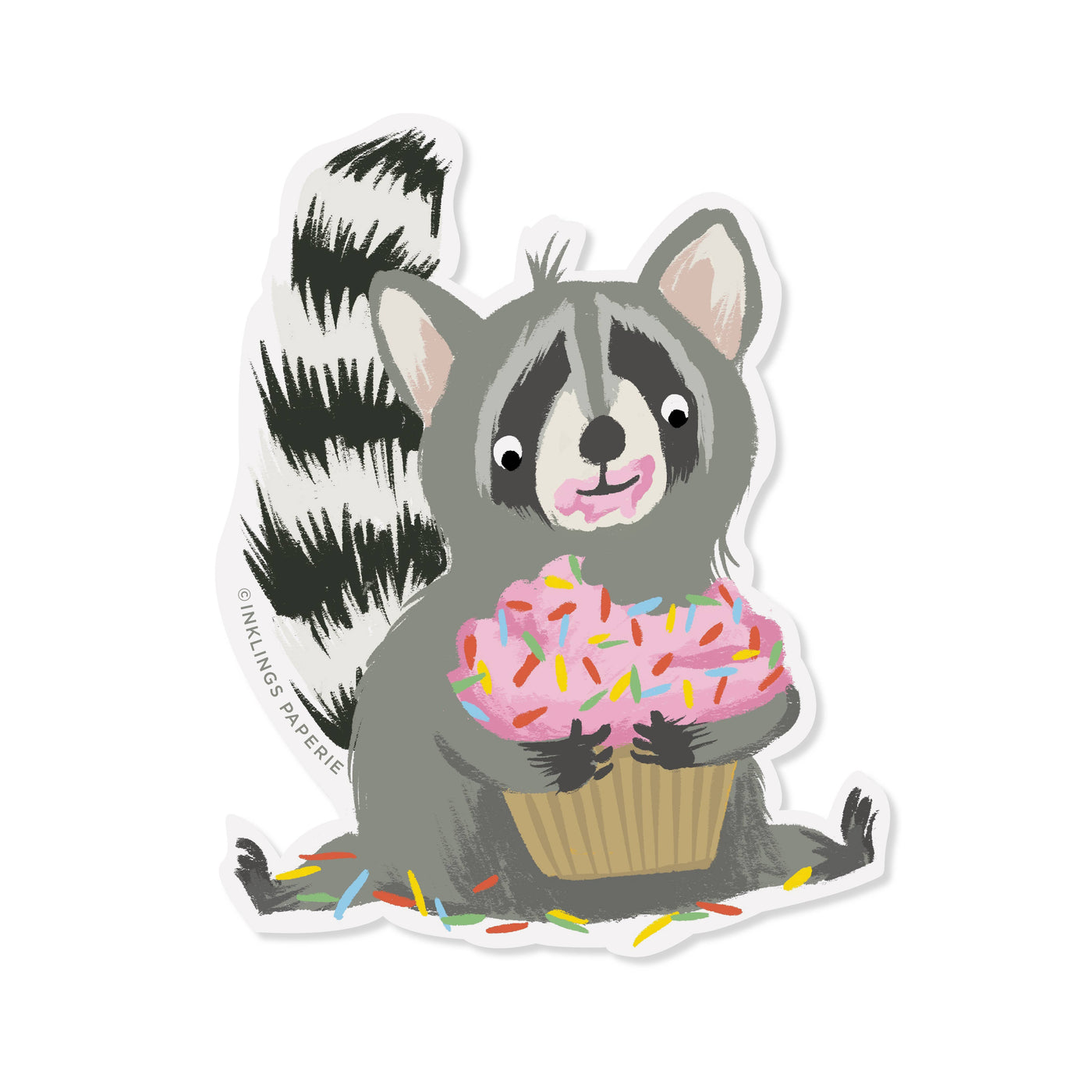 Raccoon Cupcake Sticker