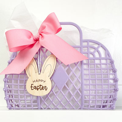 Jelly Basket with Wood Easter Tag and Bow