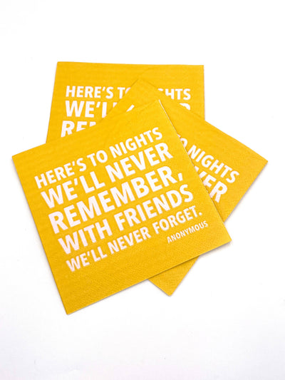 To Nights We'll Never Remember Napkins, set of 20