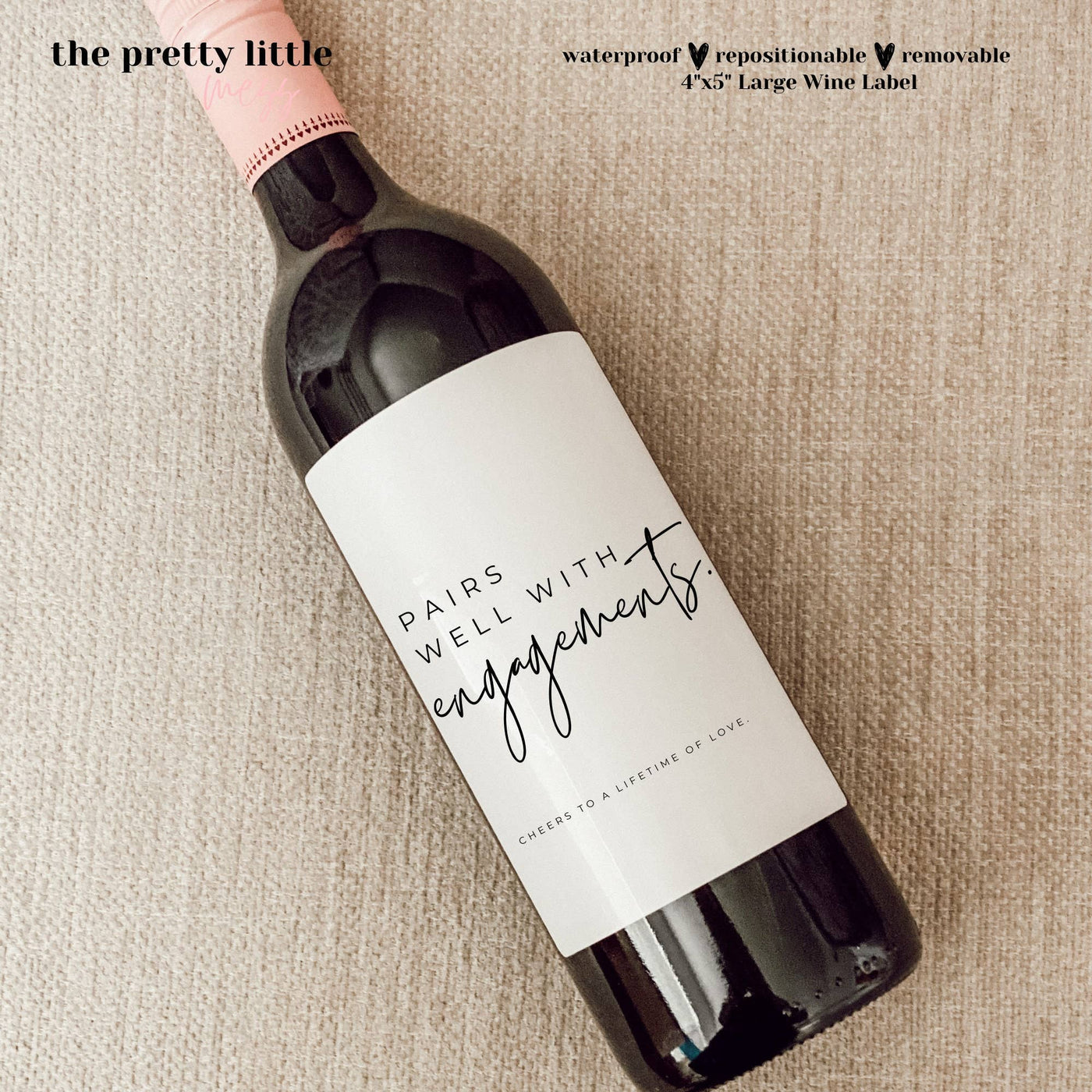 Engagement Wine Label, Pairs Well with Engagements