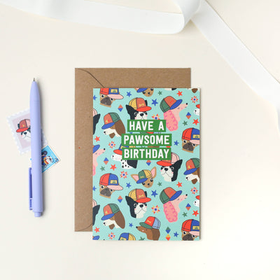 Pawsome Birthday Card | Dog Birthday Card for Kids