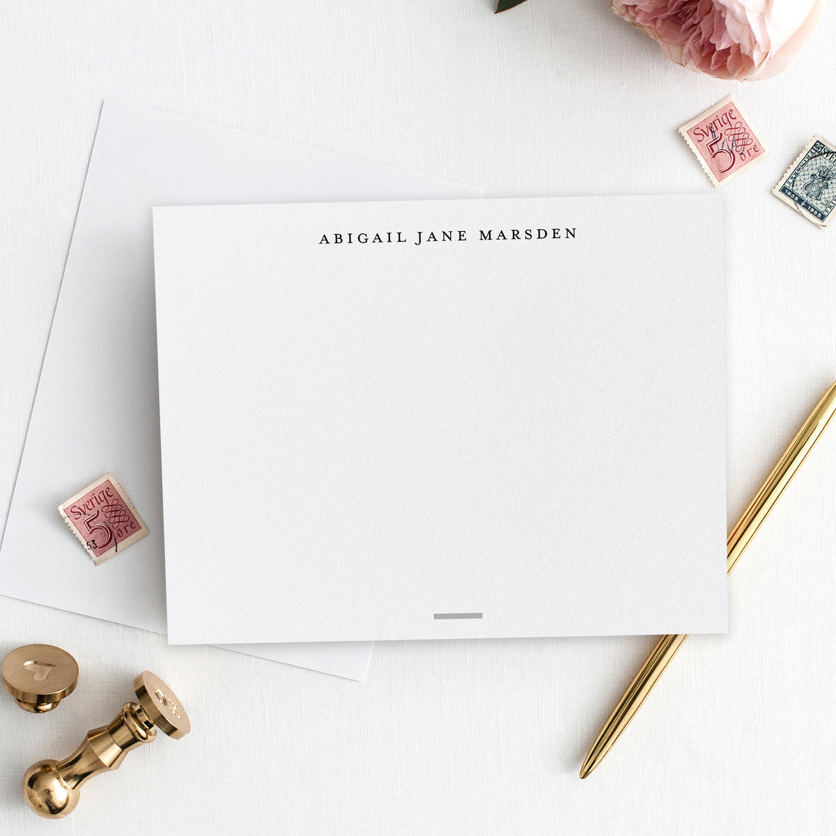 Personalized Flat Notecards – Greenstar Paperie