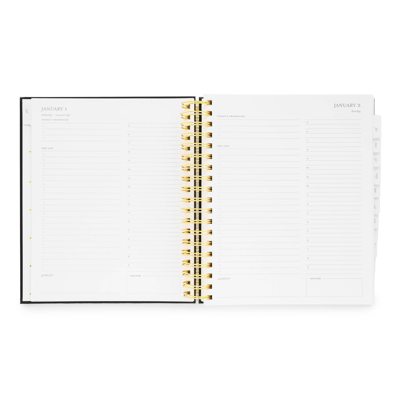 2025 Black Daily Spiral Planner