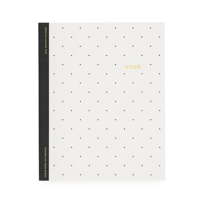 2026 Black Swiss Dot Monthly Planner