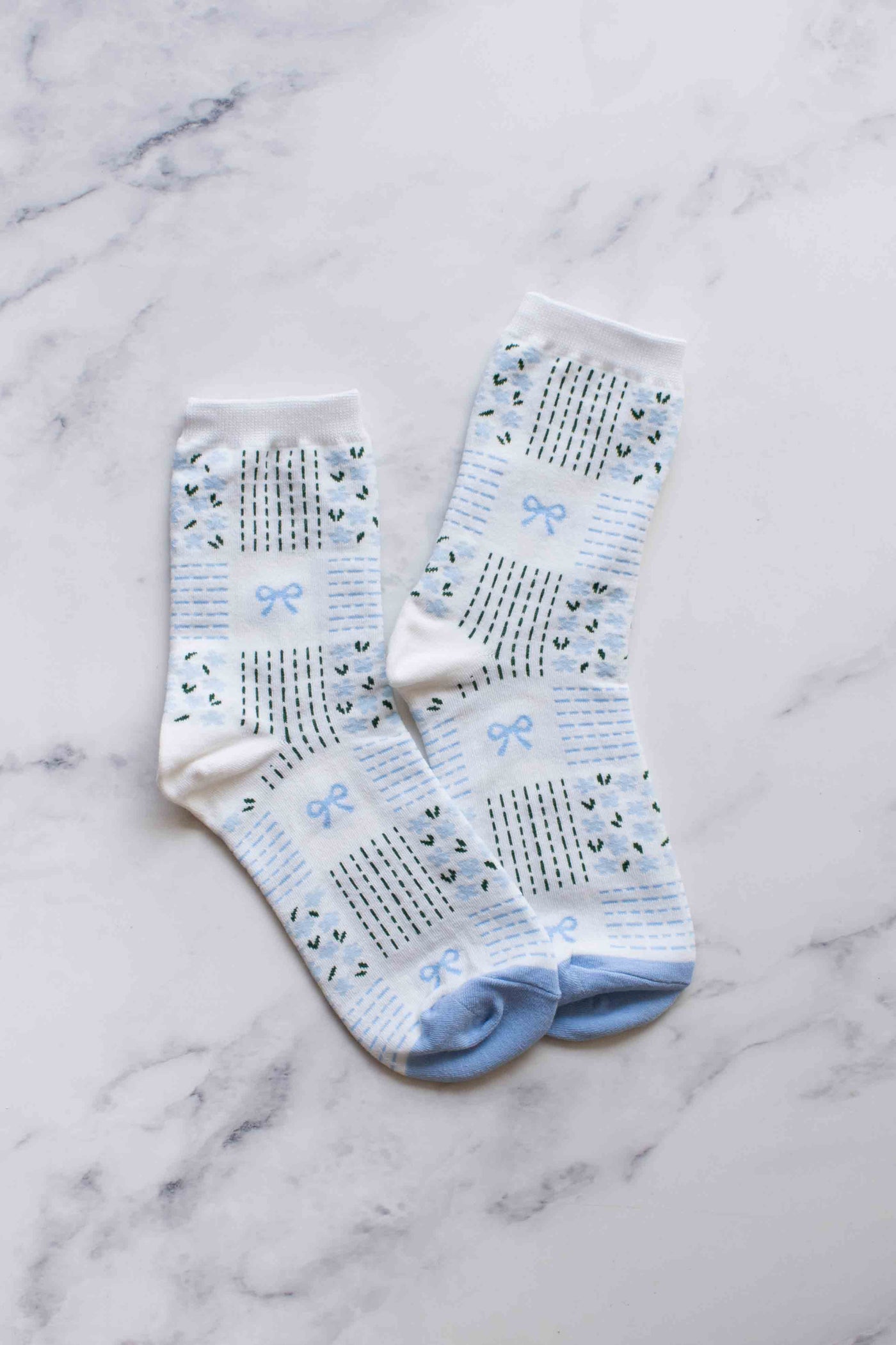 Blue Remi Bow & Floral Casual Socks