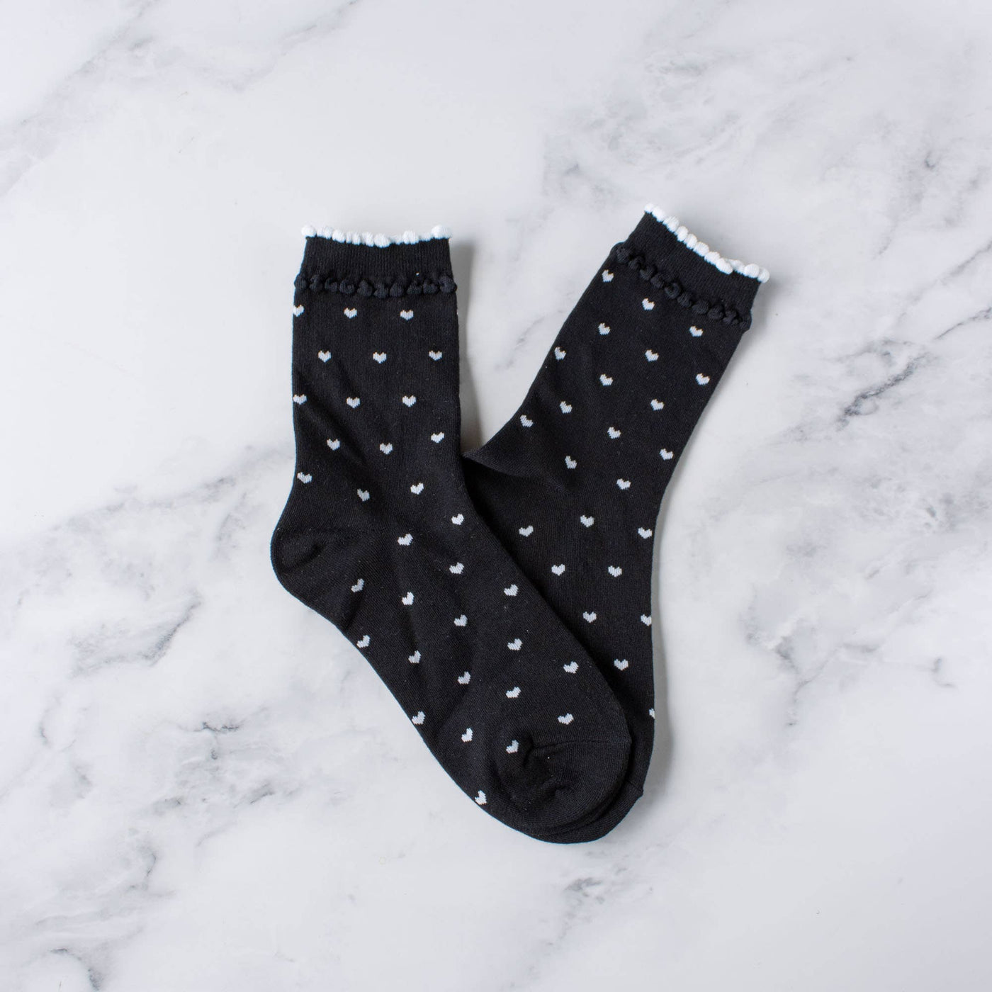 Black/White Heart, Always Lovely Casual Socks