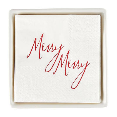 Merry Merry Napkins + Ceramic Napkin Tray