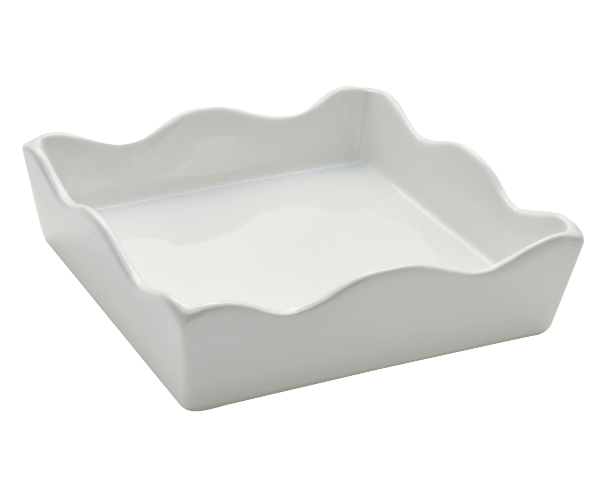 Wavy Edge Ceramic Cocktail Napkin Tray