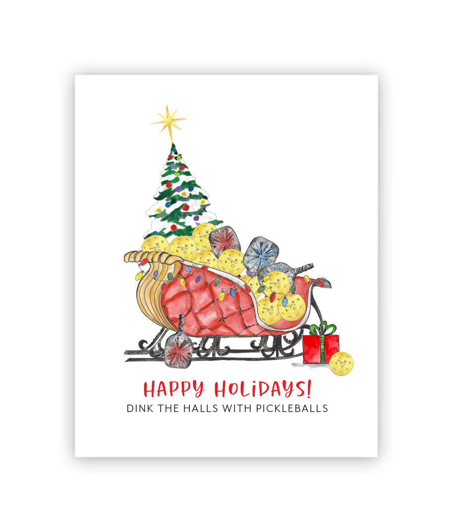 Pickleball Funny Christmas, Happy Holidays Greeting Card