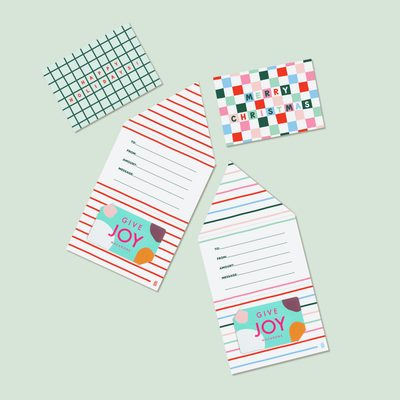 Holiday Gift Card Holders - Mint Grid (Set of 4)