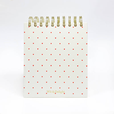 Cream Notes Spiral Notepad with Hearts