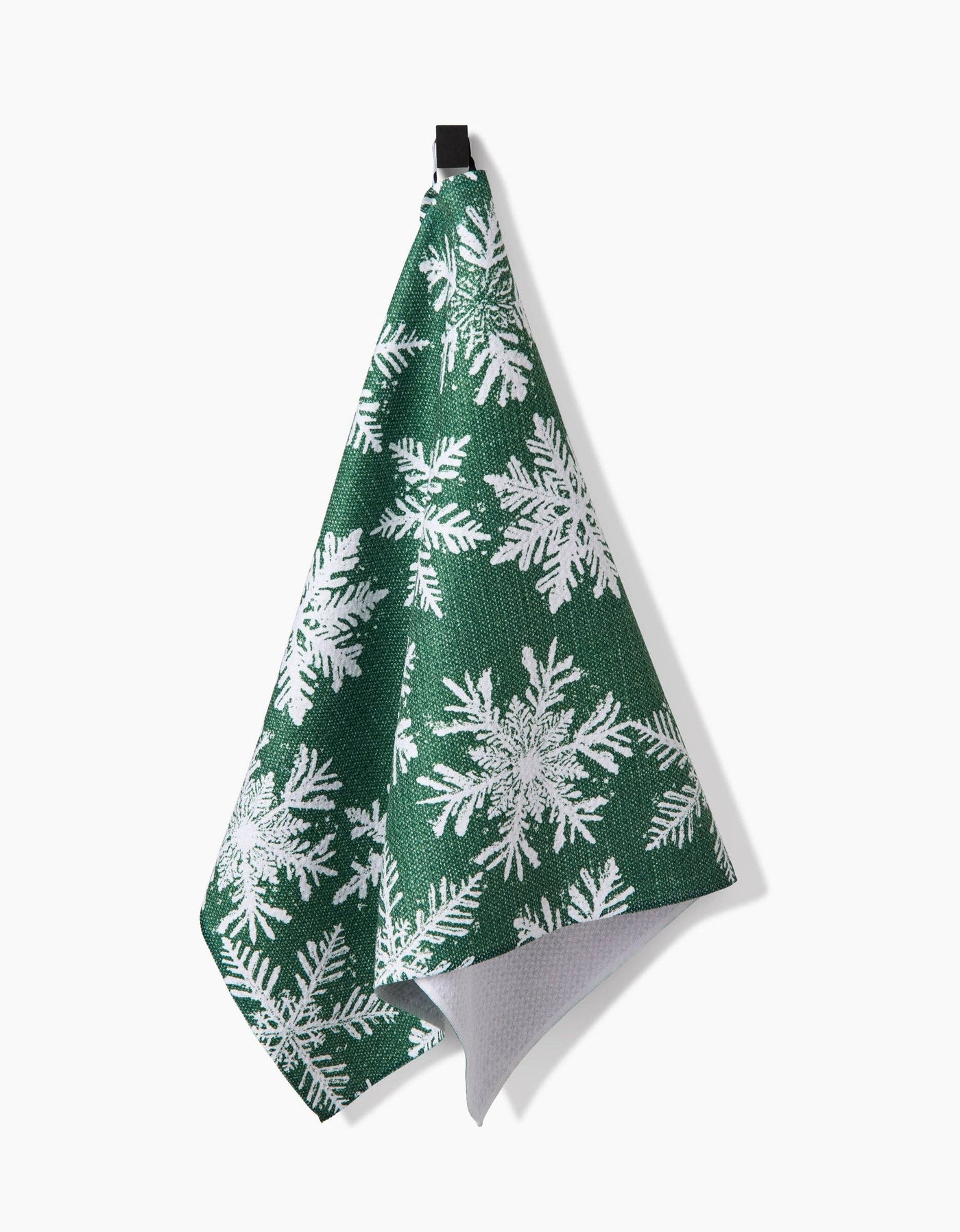 Snowy Days Green Kitchen Towel