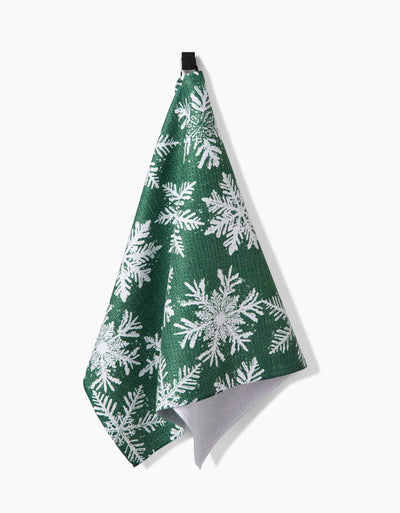 Snowy Days Green Kitchen Towel