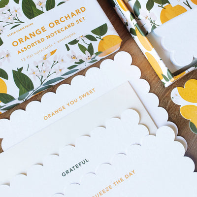 Orange Orchard Flat Assorted Notecard Set