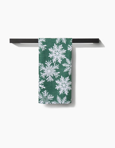 Snowy Days Green Kitchen Towel