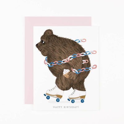 Rollerskating Bear Birthday Card