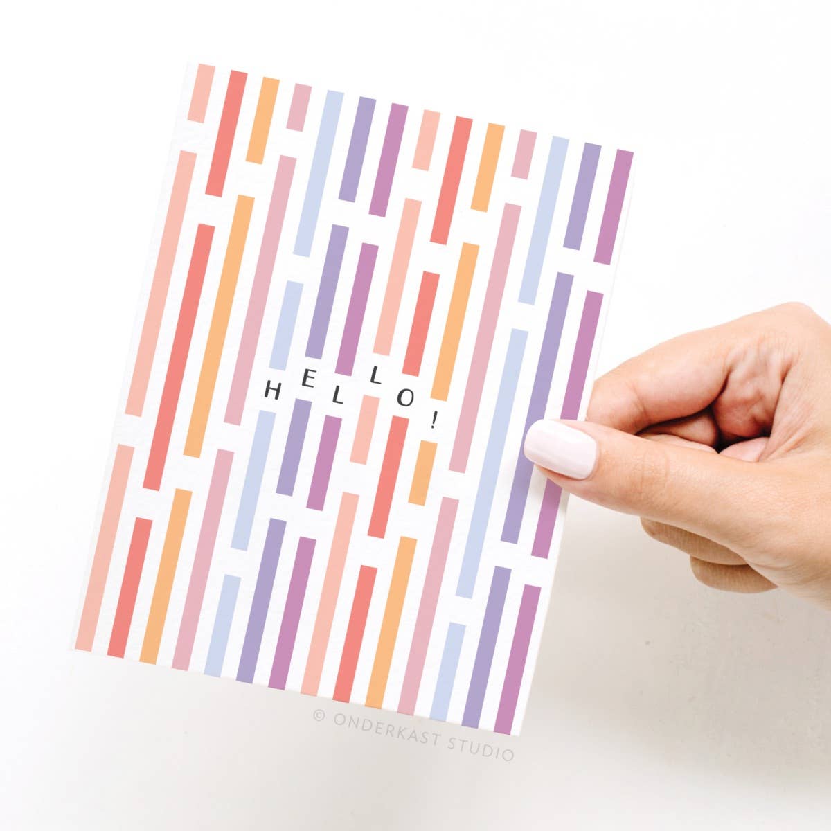 Hello! Wonky Stripes Greeting Card