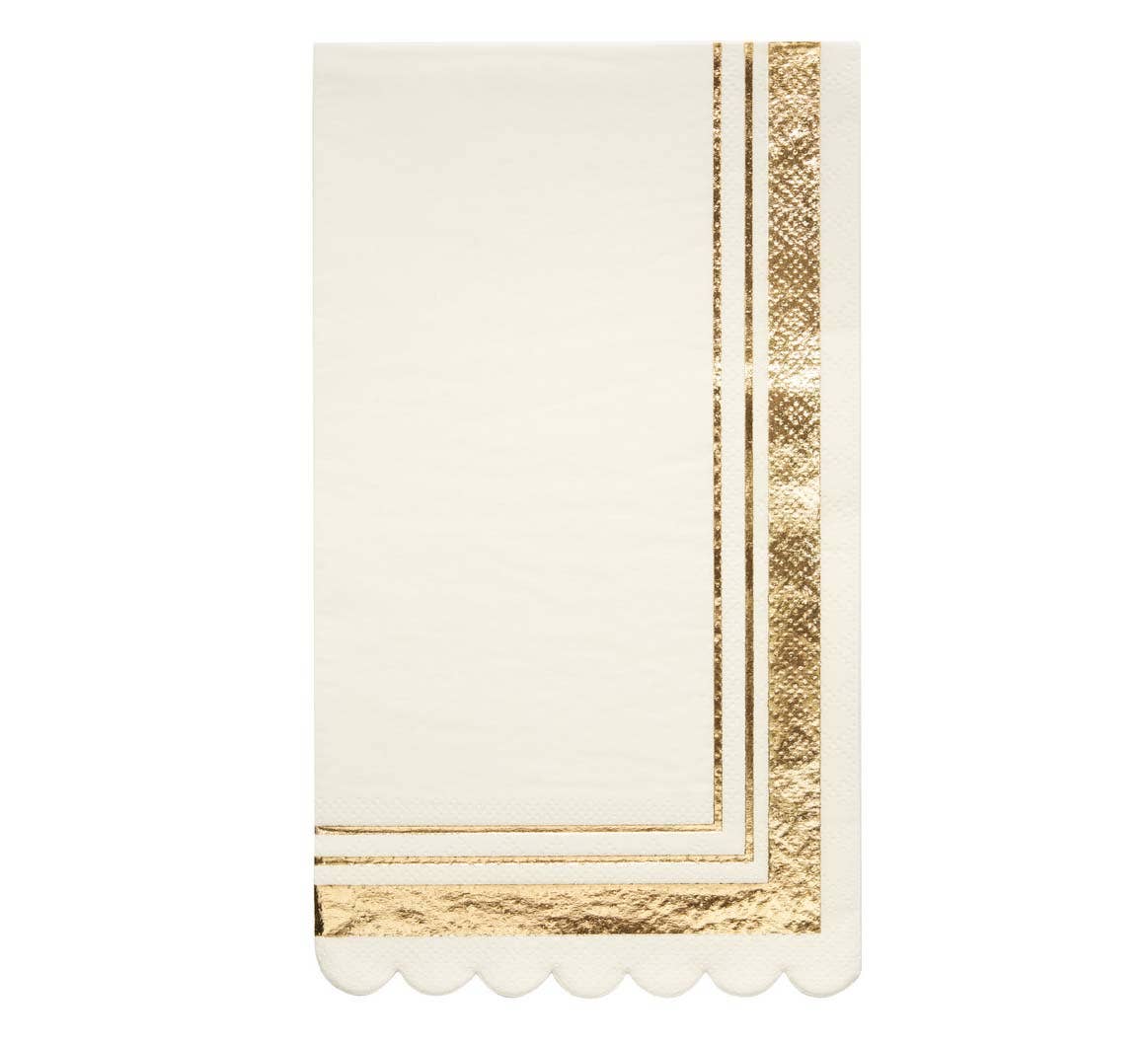 Guest Towel Gold and White with Scallop, Pack of 20