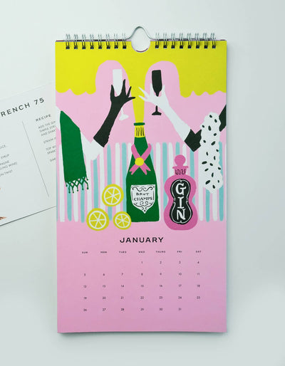 Cocktails 2025 Wall Calendar