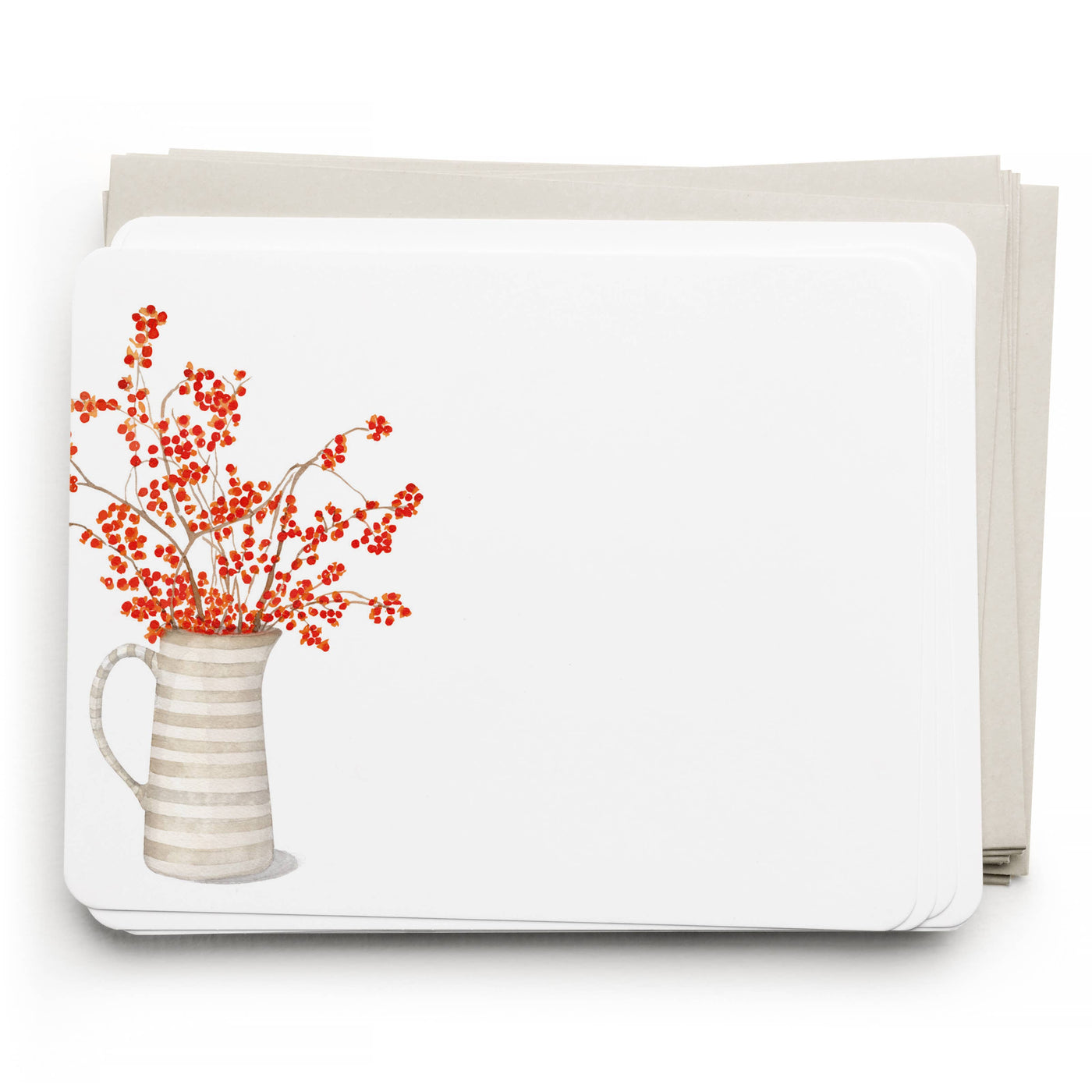 Autumn Berry Pitcher Flat Notecard Set