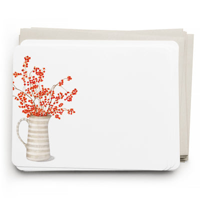 Autumn Berry Pitcher Flat Notecard Set
