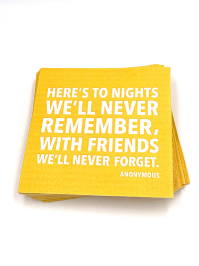 To Nights We'll Never Remember Napkins, set of 20