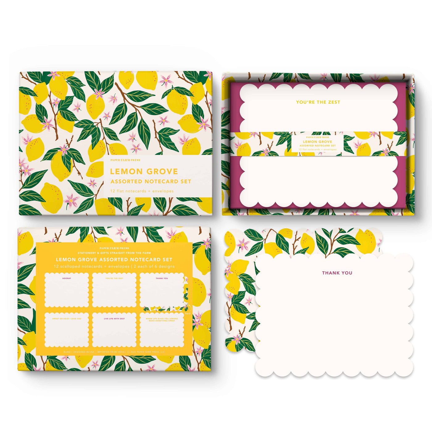 Lemon Grove Assorted Flat Notecard Set