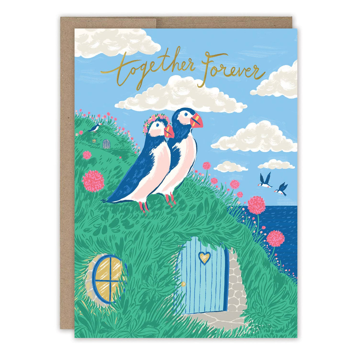 Seaside Puffins Anniversary Card