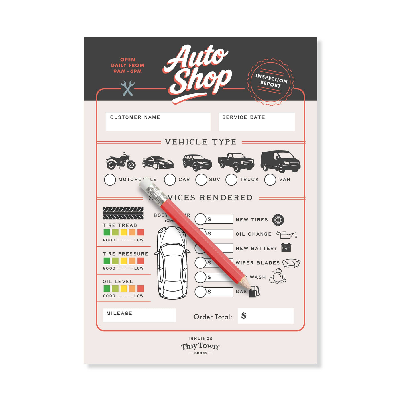 Tiny Town™ Play Notepad - Auto Shop – Greenstar Paperie