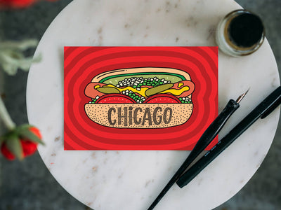 Chicago Style Hot Dog Postcard