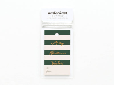 Merry Christmas Wishes Stripe Gift Tag