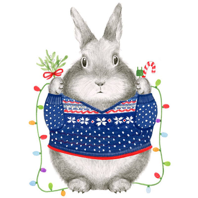 Christmas Bunny with Lights, 6 Pack