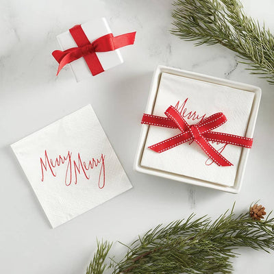Merry Merry Napkins + Ceramic Napkin Tray