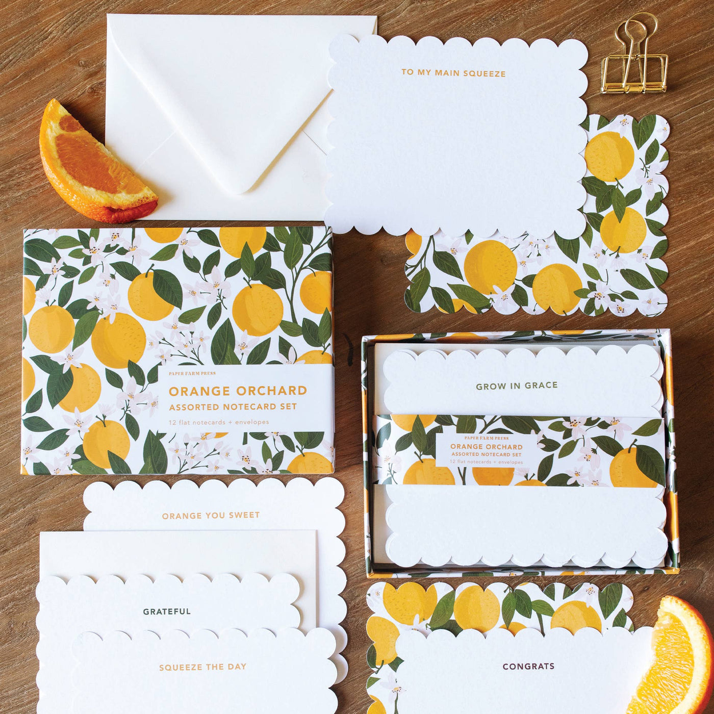 Orange Orchard Flat Assorted Notecard Set