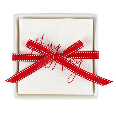 Merry Merry Napkins + Ceramic Napkin Tray