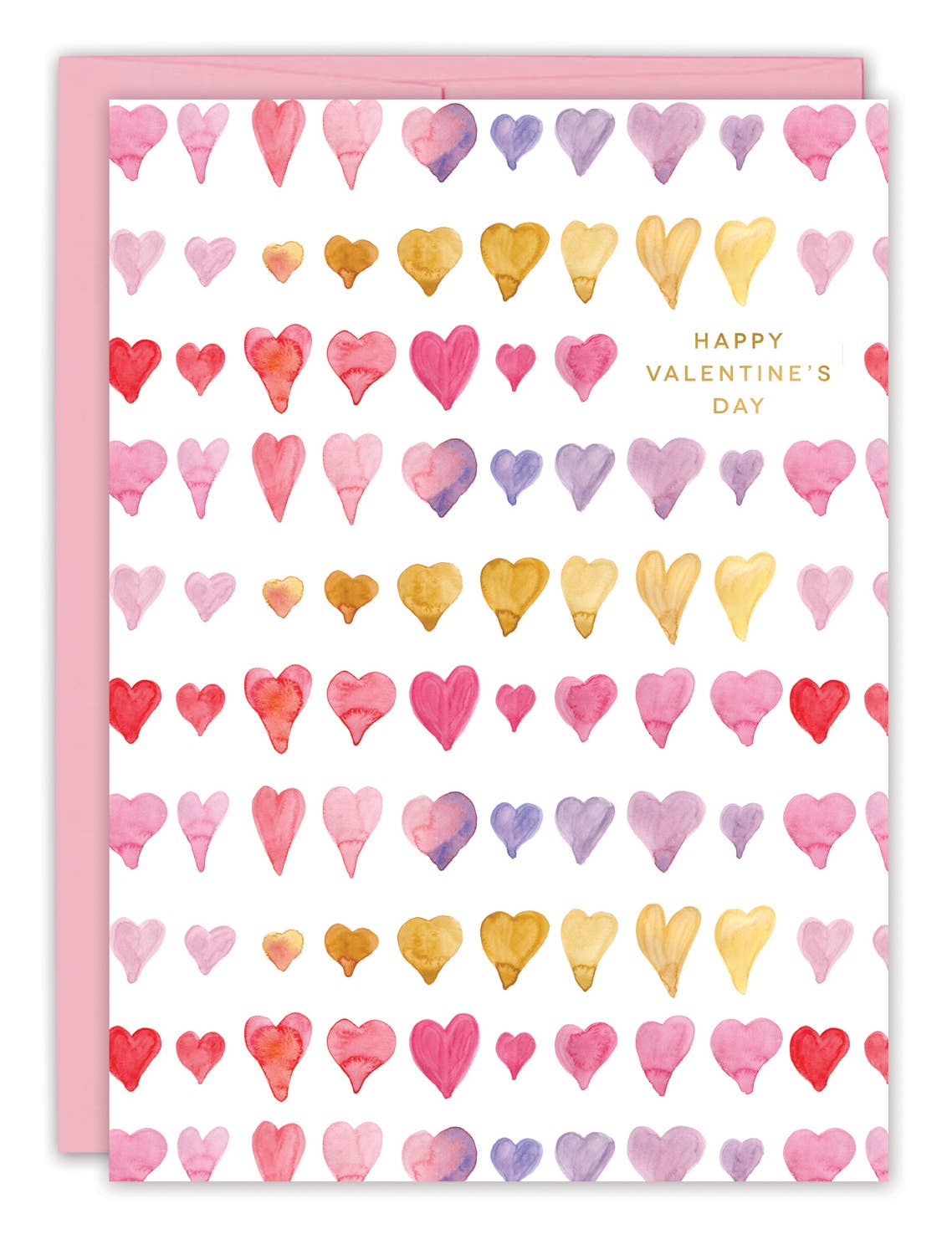 Watercolor Hearts Valentine's Day Card