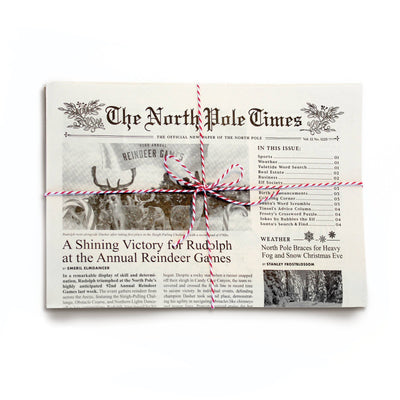 North Pole Times Newspaper Holiday Gift Wrap -4 Sheets