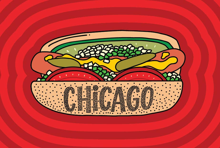 Chicago Style Hot Dog Postcard
