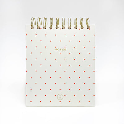 Cream Notes Spiral Notepad with Hearts