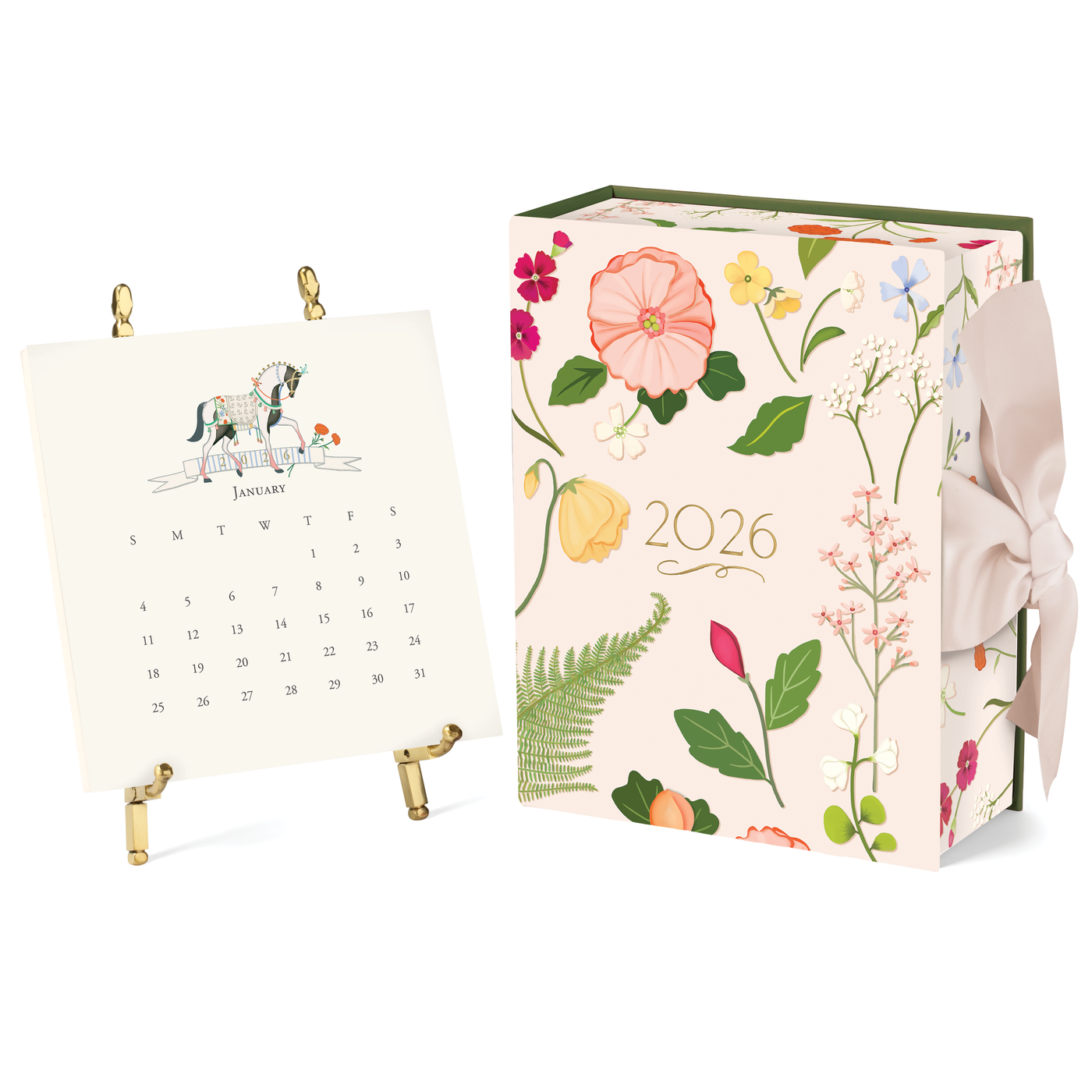 2026 Classic Desk Calendar with Gold Easel