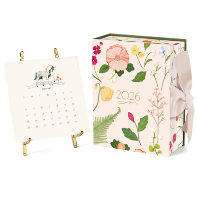 2026 Classic Desk Calendar with Gold Easel