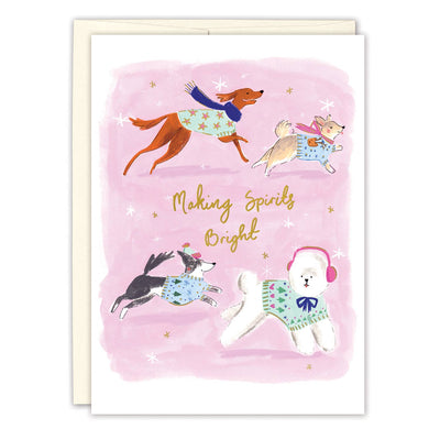 Dogs Making Spirits Bright Boxed Holiday Cards - Set of 10