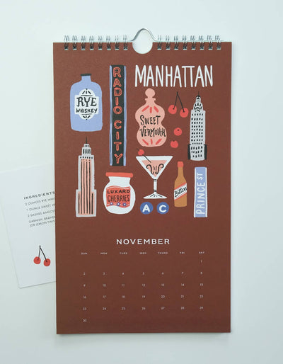 Cocktails 2025 Wall Calendar