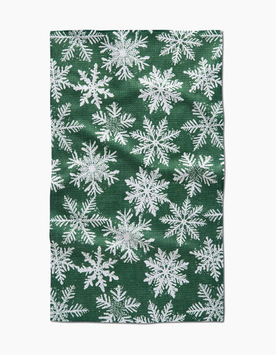 Snowy Days Green Kitchen Towel