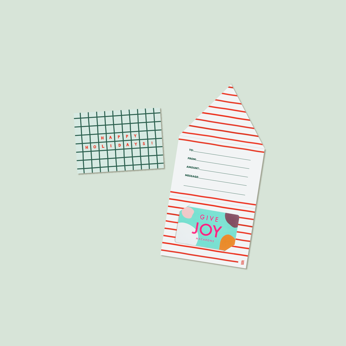 Holiday Gift Card Holders - Mint Grid (Set of 4)