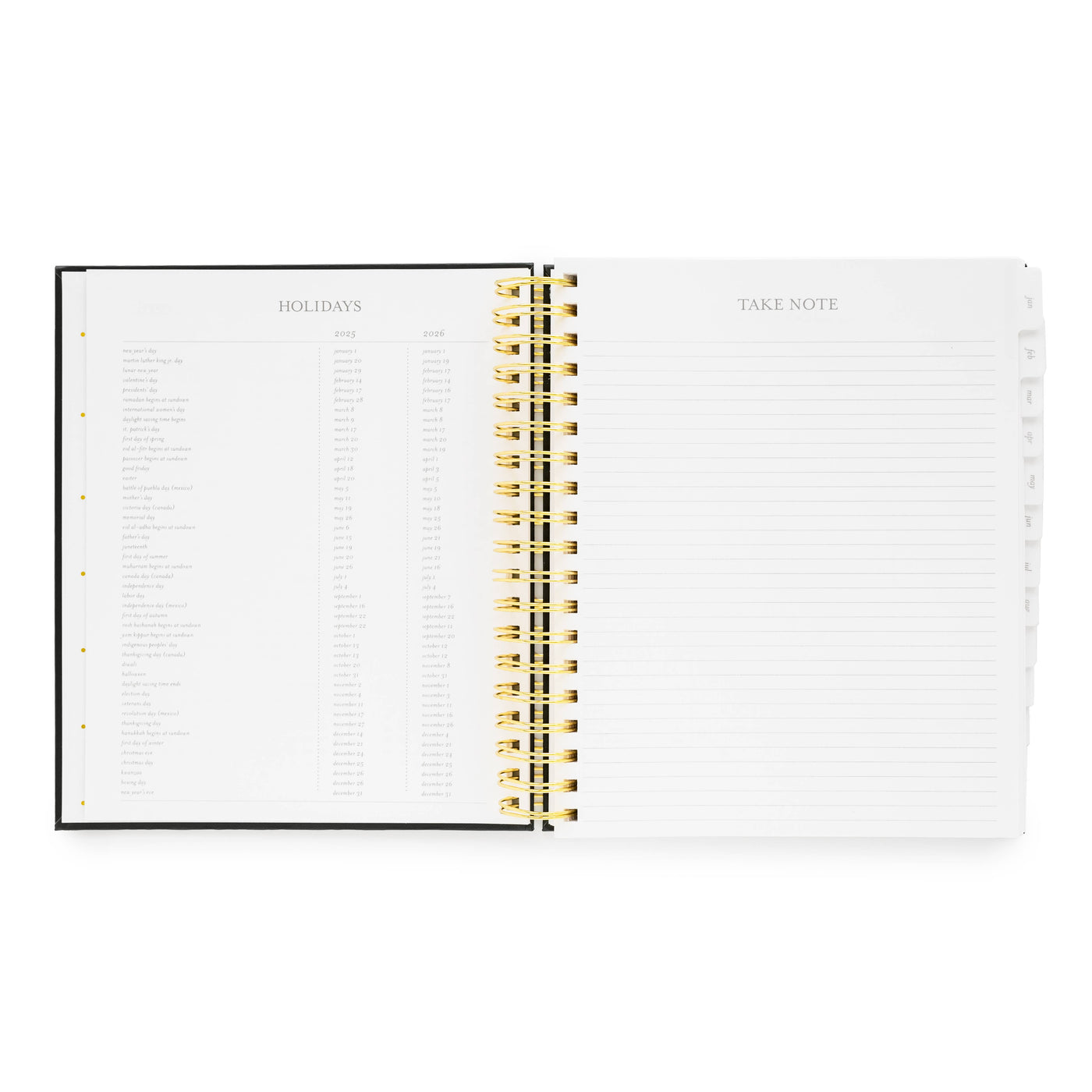 2025 Black Daily Spiral Planner