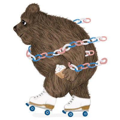 Rollerskating Bear Birthday Card