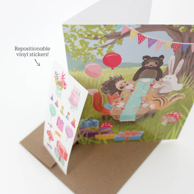 Woodland Party Sticker Scene Card