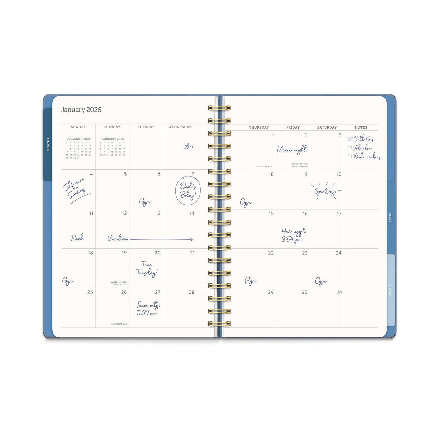 Academic Planner - August 25 to December 26